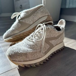 rag & bone beigemlge boucle retro sneakers size 7 1/2 womens